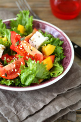 Fresh salad with vegetables and feta cheese