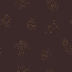 Seamless background with Mexican relics dingbats characters