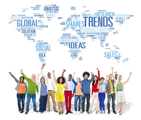 Fototapeta premium Trends World Map Marketing Ideas Social Style Concept