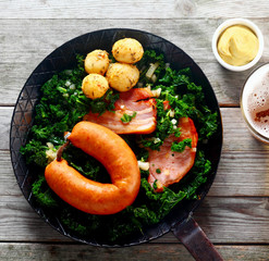 Aerial Shot of Gourmet German Recipe on a Pan