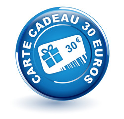 carte cadeau 30 euros sur bouton bleu