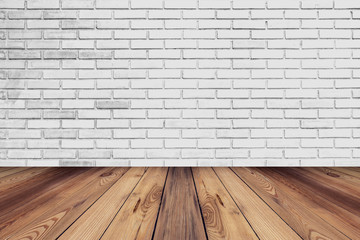 white brick wall room and floor background texture