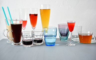 Various glasses with drinks