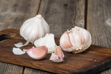 Garlic on wooden background