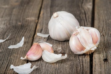 Garlic on wooden background