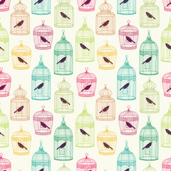 Birdcages seamless pattern