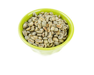 green coffee beans in bowl