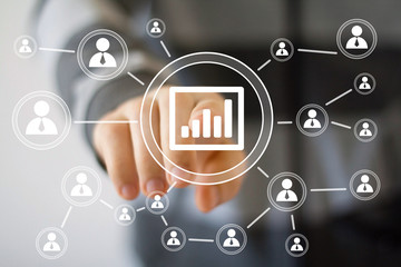 Man with chart online business diagram sign
