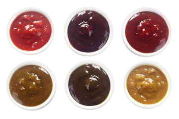 Aerial Shot of Assorted Spicy Sauces