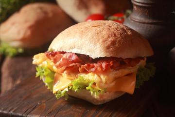 Fresh Burger with Egg, Cheese and Bacon