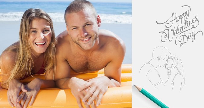 Composite image of cute valentines couple