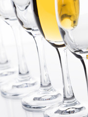 Wine glasses on a glass table