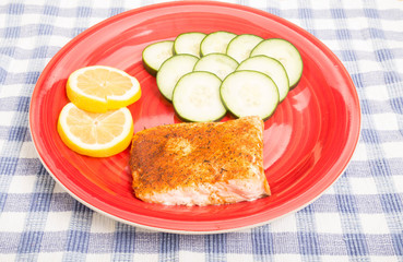 Baked Salmon with Lemon and Cucumber Slices