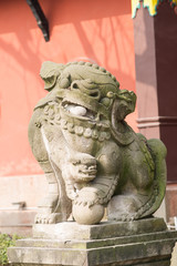Fototapeta na wymiar Chinese Lion Statue closeup