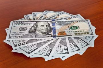 dollars banknotes on the table