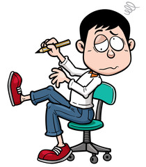 Vector illustration of Man working hard