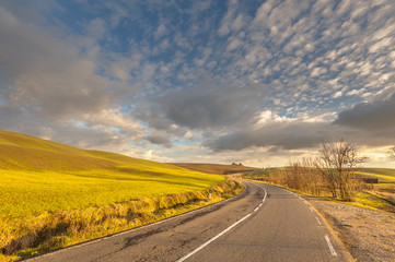 The town of Pienza and its colorful picturesque landscape