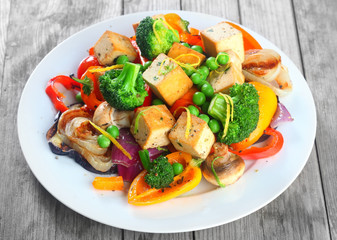 Gourmet Healthy Main Dish on White Plate