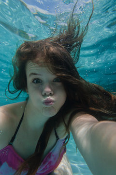 Girl Underwater Self Portrait