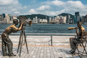 Stickers pour porte Hong Kong statues Avenue des Stars Tsim Sha Tsui Kowloon Hong Kong