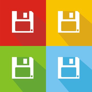 Iconos diskette colores sombra
