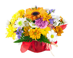 Beautiful bouquet of gerbera, carnations and other flowers.