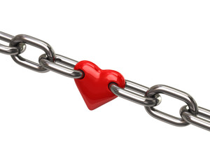 Illustration of red heart in chain
