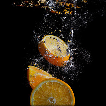 Orange slices in water