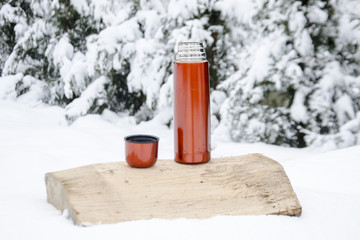 thermos in the snow