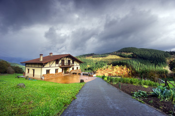 Fototapeta na wymiar typical basque country architecture in sagasta