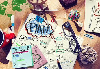 Messy Notes No People Plan Concept