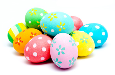 Colorful handmade easter eggs isolated