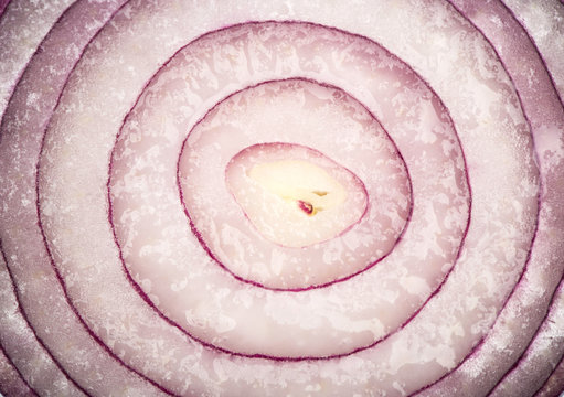 Sliced purple onion closeup
