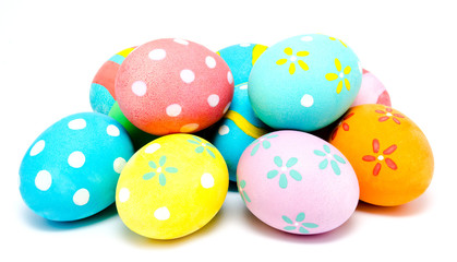 Colorful handmade easter eggs isolated