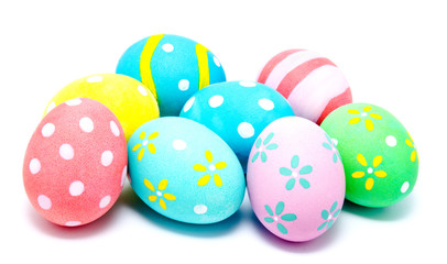 Colorful handmade easter eggs isolated