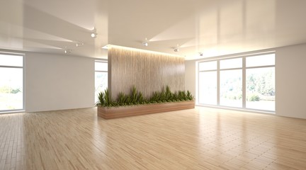 white empty interior concept with panoramic windows