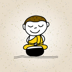 hand drawing cartoon buddhist