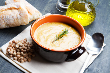 chickpeas soup on bowl