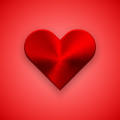 Red Abstract Heart Sign with Metal Texture