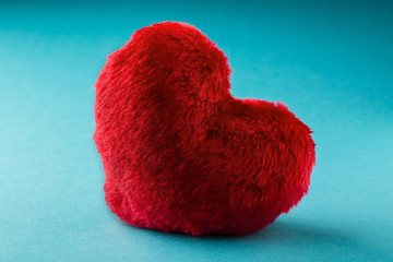 fluffy heart on blue background