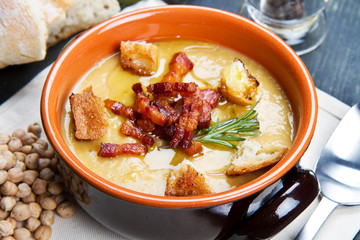 chickpeas soup on bowl