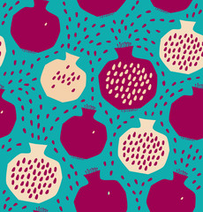 Seamless decorative pattern with pomegranates