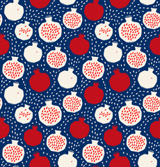 Seamless decorative colorful pattern with pomegranates