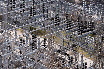 electrical power substation, transformers, insulators