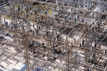 Obraz premium electrical power substation, transformers, insulators