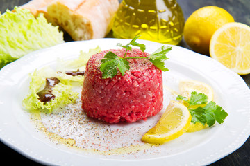 Close up of beef tartar