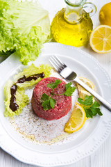 Close up of beef tartar