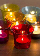 Candle in Colorful Glass