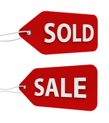 Labels sale and sold