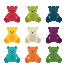 Vector cute teddy bears set isolated